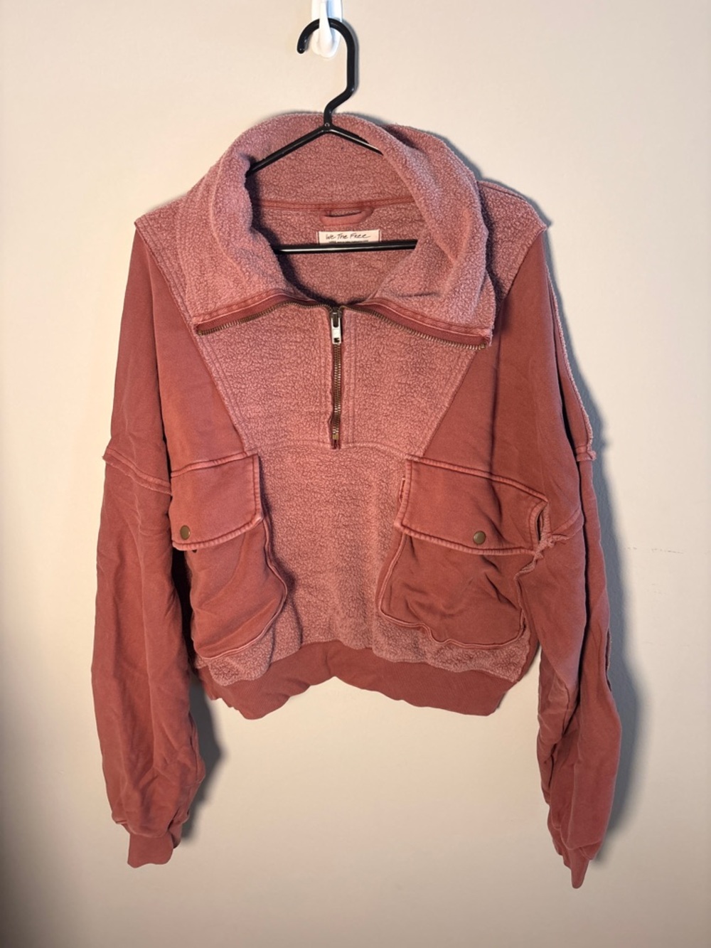 We The Free Dusty Rose Teddy Pullover Jacket